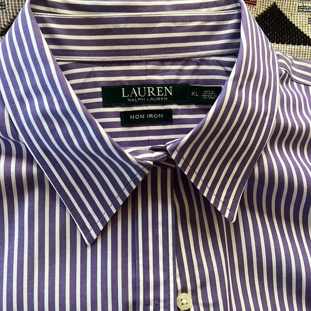 Ralph Lauren Purple & White Striped Button-Down Shirt - Picture 2 of 3